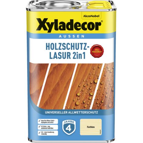 Xyladecor Holzschutz-Lasur 2in1, Universeller Allwetter-Schutz -Der Klassiker, Farblos, 4 l