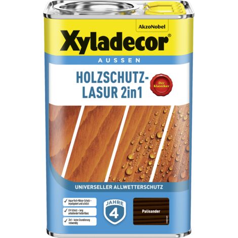 Xyladecor Holzschutz-Lasur 2in1, Universeller Allwetter-Schutz -Der Klassiker, Palisander, 4 l    