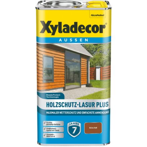 Xyladecor Holzschutz-Lasur Plus, Maximaler Wetterschutz und einfachste Anwendung, Eiche Hell, 4 l
