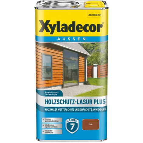 Xyladecor Holzschutz-Lasur Plus, Maximaler Wetterschutz und einfachste Anwendung, Teak, 4 l