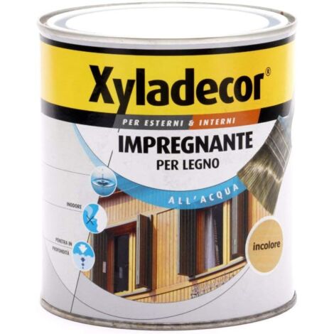 Xyladecor IMPREGNANTE ALL' ACQUA per Legno vernice Fondo per Interni ed Esterni, Inodore, colore INCOLORE 750ML, 750 ML