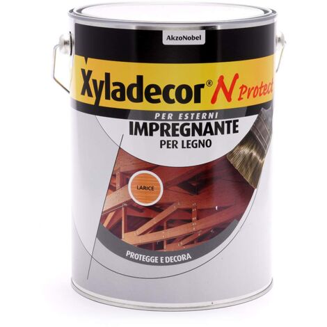 Xyladecor N PROTECT Fondo Impregnante per Legno Esterno a base solvente, Protettivo e Decorativo, Pronto Uso, LARICE 5L, 5 L