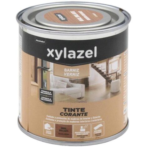 AKZONOBEL XYLAZEL barniz tinte 250ml nogal brillante , Barniz tinte nogal brillante Xylazel Barniz con resinas alquídicas modificadas con poliuretano alifático transparente y brillante p