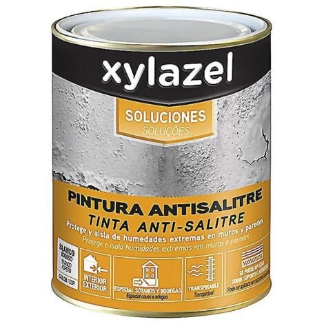 XYLAZEL pintura antisalitre 750ml. , Xylazel Soluciones Pintura Antihumedad. Pintura especialmente para paredes con problemas de humedad y salitre. Bloquea manchas provocadas por l