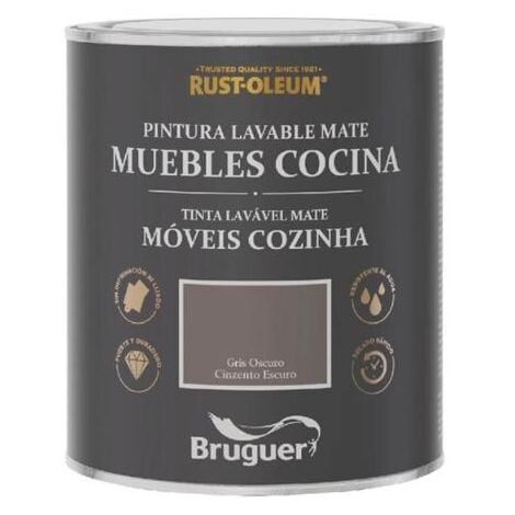 XYLAZEL pintura cocinas gris oscuro 0.75l , Esmalte para muebles en color gris oscuro Ideal para renovar armarios de la cocina con aspecto rústico Apto para cajones, puerta