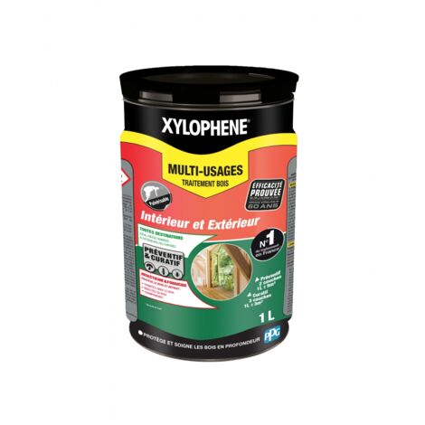 Xylophene – Traitement de bois tout usage 1 L – Incolore et non inflammable – Protection contre insectes et champignons – Séchage rapide