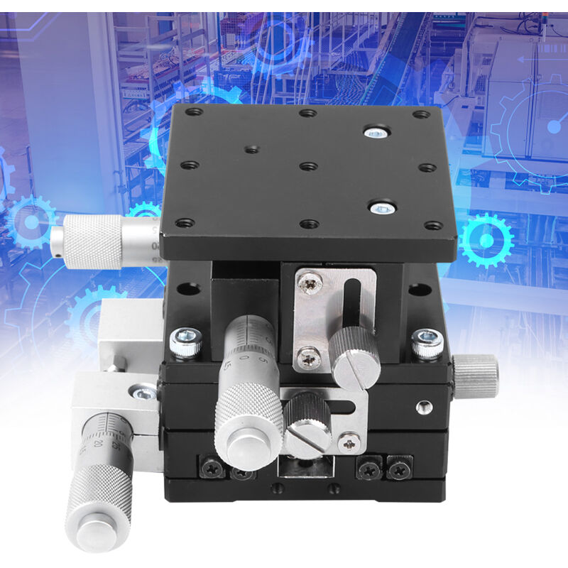 Aiducho - xyz Étape linéaire manuelle à 3 axes, Table coulissante de plate-forme de réglage de roulement de coupe 60x60mm, Table coulissante de