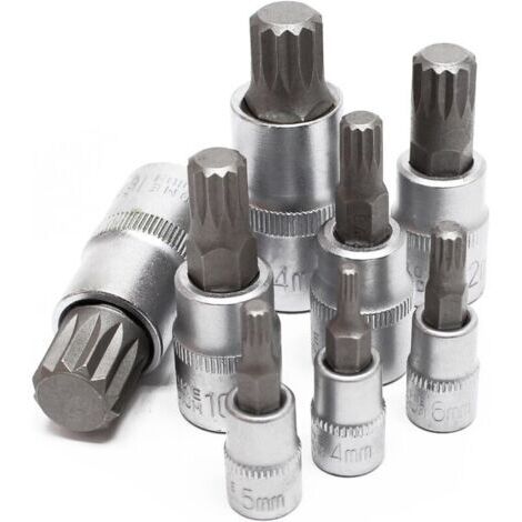 XZN multi-tooth socket set, 8 pieces, M4 - M16