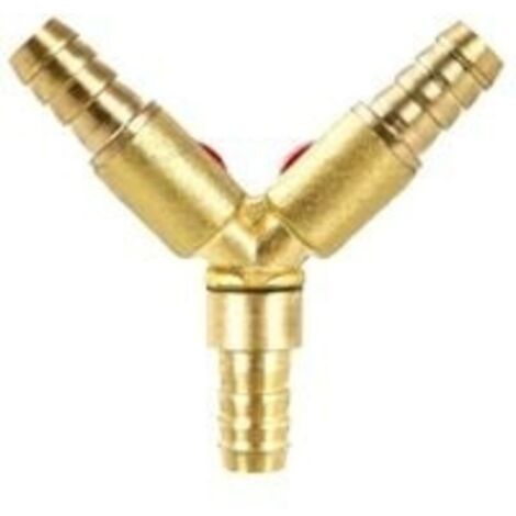 Y Connecteur de tuyau 3 voies séparateur, alliage de laiton et de zinc, 10 mm valve à bille pour eau, huile et gaz pour arrosage de jardin(1 pièce)