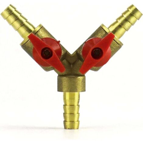 Y Connecteur de Tuyau 3 Voies séparateur, Alliage de Laiton et de Zinc, 8 mm Valve à Bille pour Eau, Huile et gaz pour arrosage de Jardin(1 pièce)