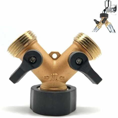 Y-Verschraubung, Schlauchverschraubung, Doppelwascharmatur, 2-Wege Y-Verteiler, 3/4 Zoll zum Anschluss von 2 Geräten, für Gartenarmatur, für Schüsseladapter71-A