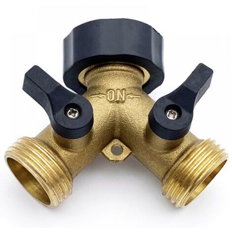 Y-Verteiler 2-Wege für 3/4" Zufuhrschlauch mit separatem Ein-/Aus-Ventil für Haus, Küche, Garten, Außenbereich