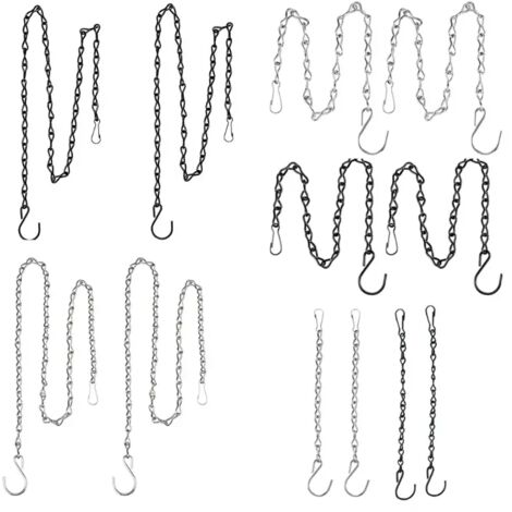 (Y5GA5AC403164-BK-24) 2 chaînes de suspension pour pots de fleurs, paniers, mangeoires à oiseaux, jardinières, lanternes, décorations, supports pour plantes