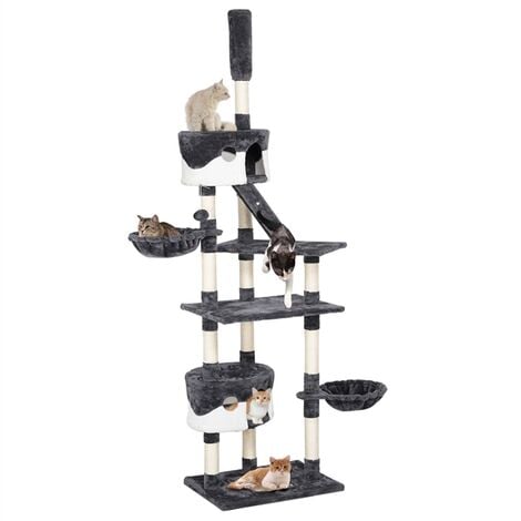 Yaheetech 100.5-inch Large Cat Tree Cat Furniture, Dark Gray & White