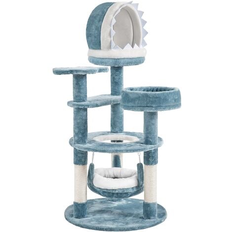 Yaheetech 115cm Tall Ocean-themed Cat Tree, Multi-Level Cat Climbing Tree, Blue