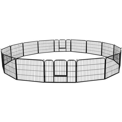 Yaheetech 16 Panel Puppy Run Metall Laufstall Zaun Mesh Puppy Kaninchen Outdoor-Gehäuse mit 2 Türen für Outdoor-und Indoor-Einsatz