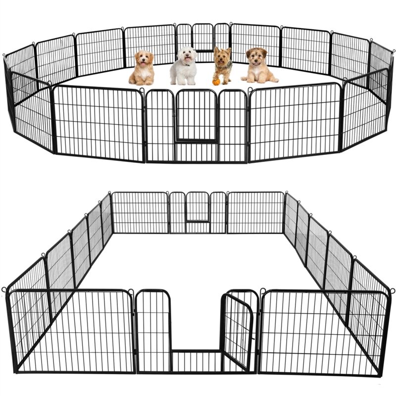 

Yaheetech 16 Piezas 80 x 60 cm Vallas para Perros Parque Corral Plegable de Mascota Parque Jaula de Perros