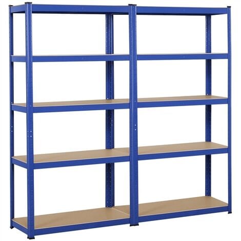 Yaheetech 2 Scaffali/Scaffalatture Metalliche per Garage Magazzino a 5 Ripiani Portata 175 kg per Ripiano 90 x 40 x 180 cm Blu