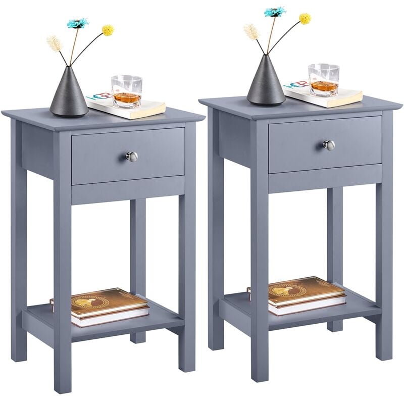 Yaheetech - Lot de 2 Tables de Chevet Tables de Nuit en Bois 40 x 30 x 61 cm avec 1 Tiroir 1 Étagère Ouverte Table d'Appoint pour Salon Chambre Bureau