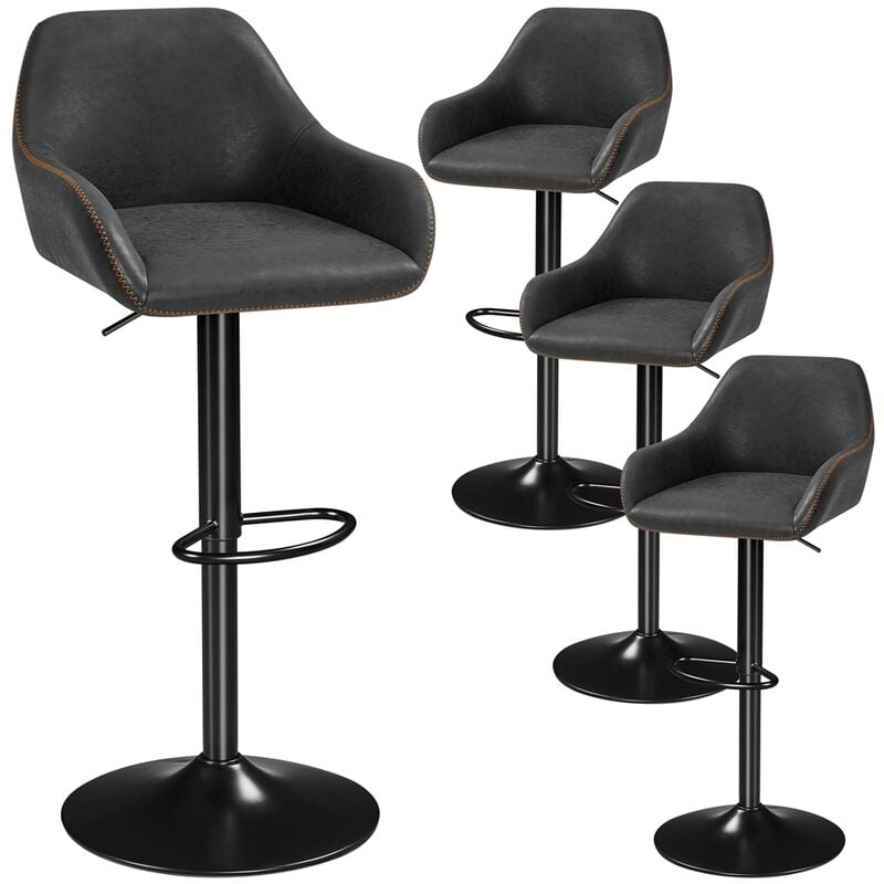 Yaheetech - Tabourets de Bar Lot de 2 Pivotant Réglable en Hauteur Rotatif sur 360° Chaises de Bar avec Revêtement en Similicuir Tabourets Hauts avec