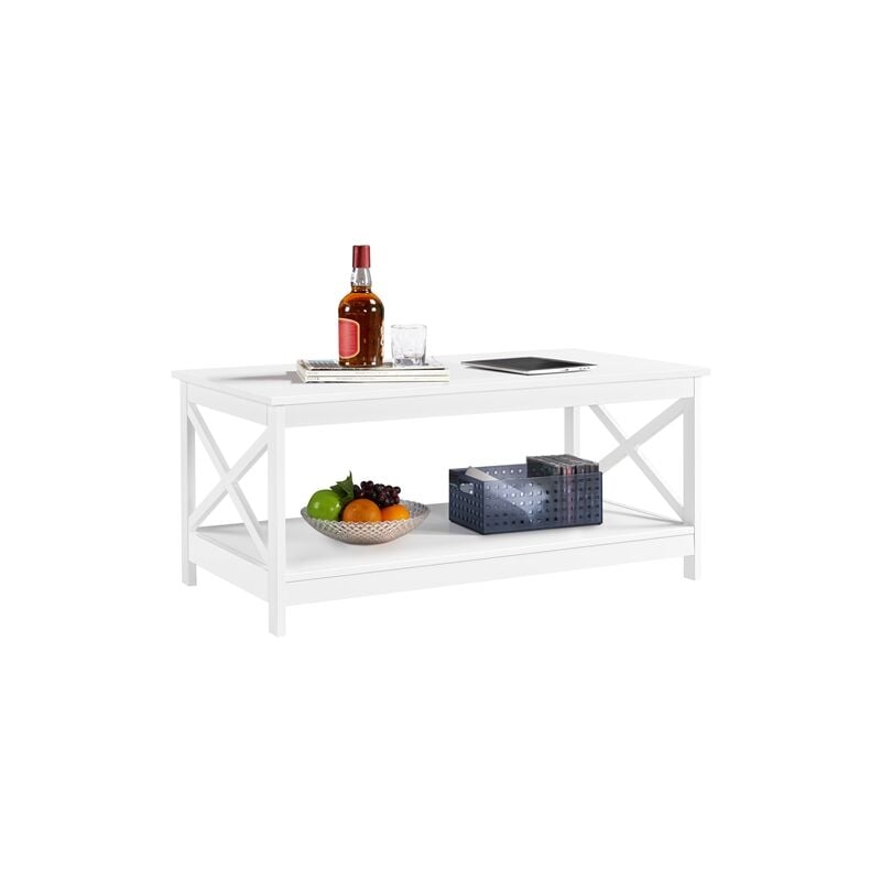 2-Tier Coffee Table x Design Center Table, White - Yaheetech