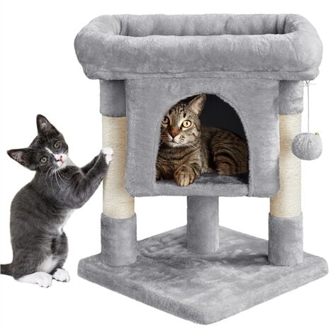Yaheetech 23.5" 2-Level Cat Tree, Light Gray
