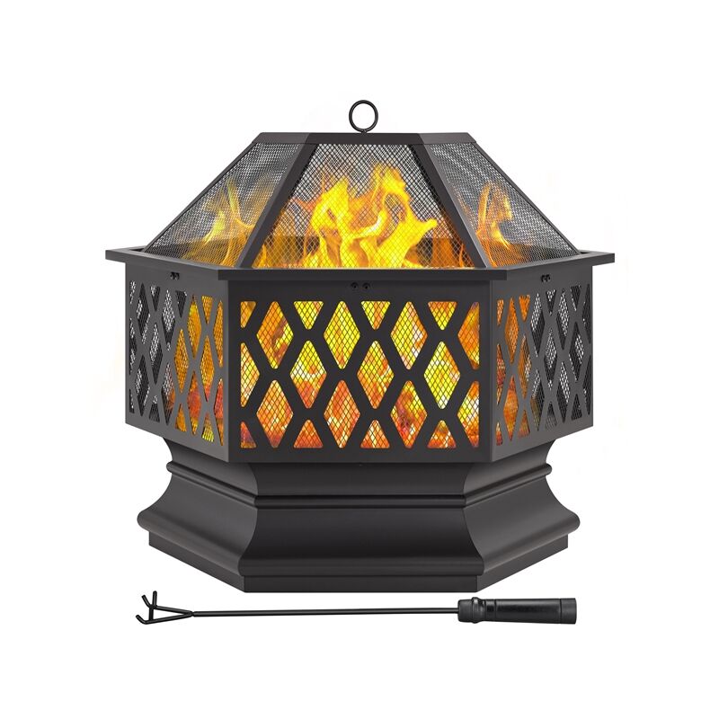 Yaheetech - 26' Hex-Shaped Fire Pit Fire Bowl, Black