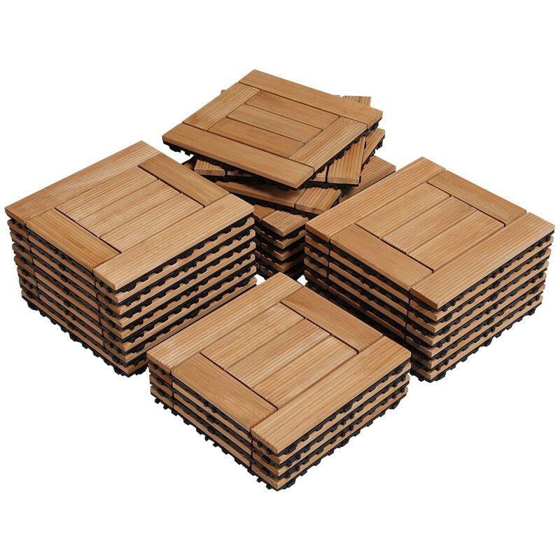 Yaheetech - 27 Dalles de terrasse en Bois Carrelage en bois de sapin pour patio intérieur extérieur jardin terrasse à côté de la piscine 30 x 30 cm