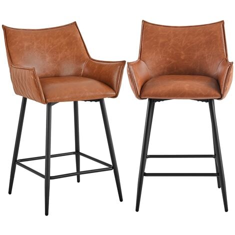 Yaheetech 2PCS Counter-height Stools Bar Stools with Back, Brown