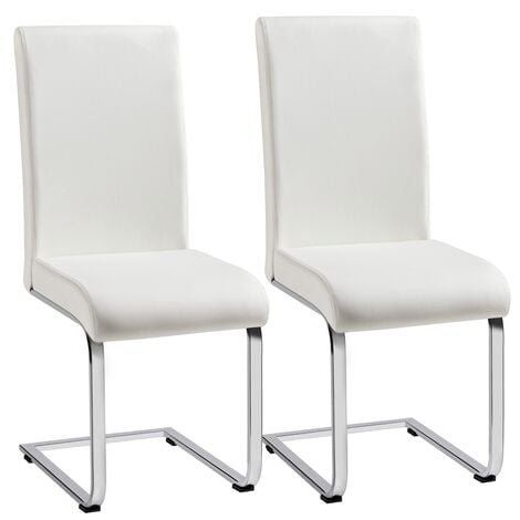 Yaheetech 2pcs Dining Chairs PU Leather Dining Chairs, White