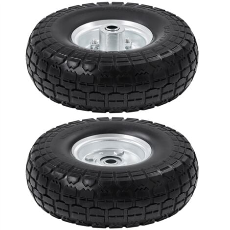 Yaheetech 2pcs Ruedas Carretilla Maciza 255mm Llanta Neumáticos de Goma para Carros Carrito de Jardinería, Eje de 16 mm