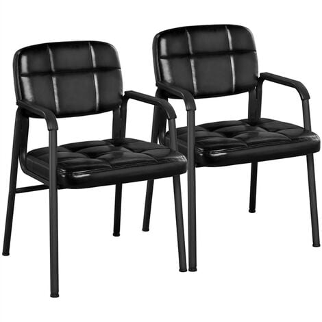 Yaheetech 2pcs Upholstered Armchair Reception Chairs for Home/Office, Black
