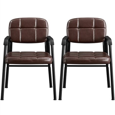 Yaheetech 2pcs Upholstered Armchair Reception Chairs for Home/Office, Brown