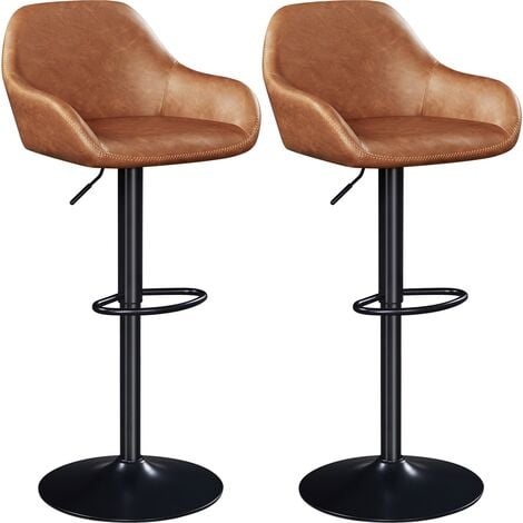 Yaheetech 2Pcs Vintage Swivel Bar Stools, Retro Brown