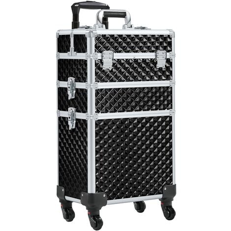 Yaheetech 3-in-1 Rolling Makeup Train Case, Black