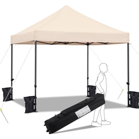 3M x 3M Heavy Duty Commercial Pop-up Canopy Easy Pop Up Gazebo Party Tent Wedding Marquee Garden Outdoor BBQ Party Tent,with Wheeled Carry Bag and Sand Bags
