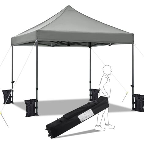 3M x 3M Heavy Duty Commercial Pop-up Canopy Easy Pop Up Gazebo Party Tent Wedding Marquee Garden Outdoor BBQ Party Tent,with Wheeled Carry Bag and Sand Bags