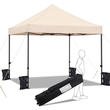 Yaheetech 3M x 3M Pop Up Canopy Tent Commercial Instant Heavy Duty Canopy, Beige