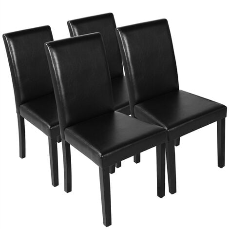 Yaheetech 4pcs Leather Dining Chairs Padded Kitchen Chairs - Black