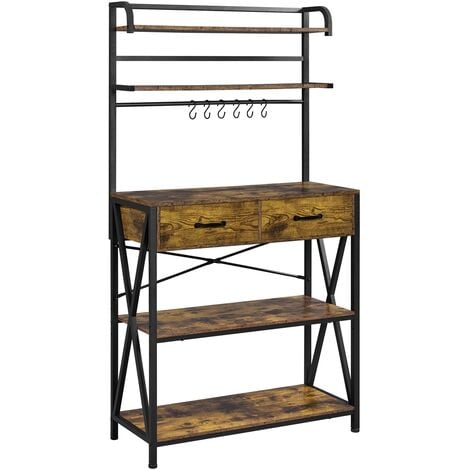 Yaheetech 5-tier Kitchen Baker's Rack Rustic Utility Storage Shelf, Rustic Brown