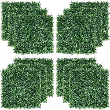 Yaheetech 50x50cm Artificial Boxwood Decorative Fences Topiary Plastic Panel Ivy Screening Hedge Fence for Home Decoration Garden Oranments Indoor & Outdoor Green 12 Pcs - green