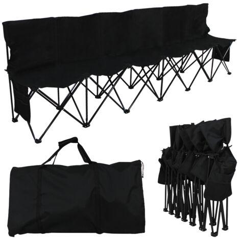 Yaheetech 6 Sedie Sgabelli Pieghevoli da Campeggio in PVC Leggero Sedia Panchina Portatili per Spiaggia Sedile da Giardino per Pesca Picnic Barbecue Viaggi Zaino Nero