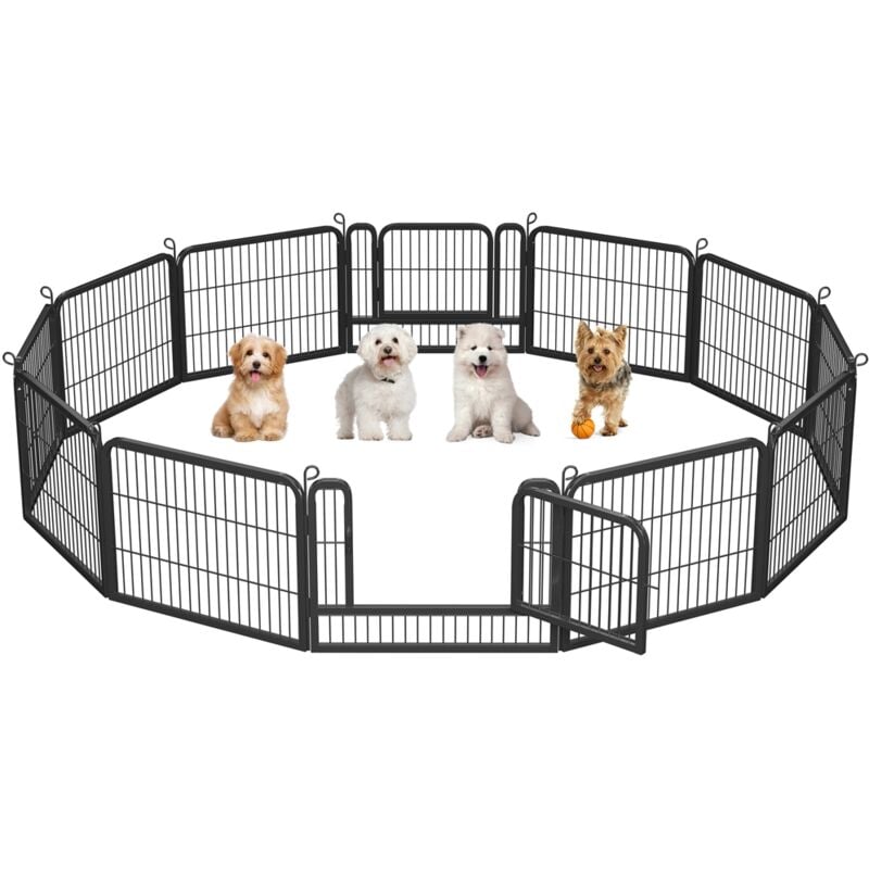 Yaheetech Parc Chien 12 Panneaux 60 cm H Enclos pour Chien/Chiot/Lapin/Canard/Animaux de Compagnie avec 2 Portes