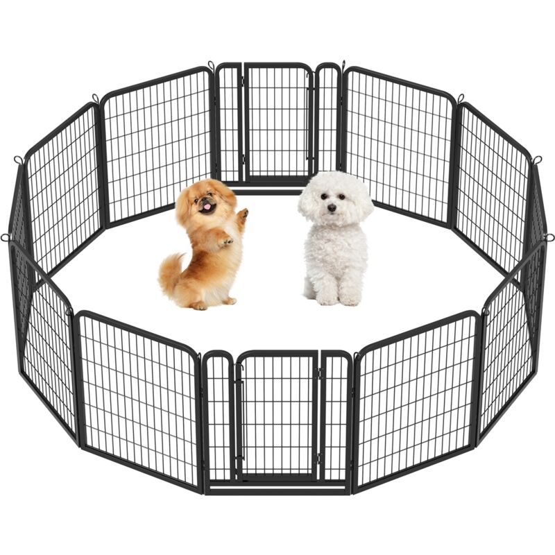 Yaheetech 12 Panneaux Parc pour Chiens Enclos en métal pour Chiots Rongeur Lapin 80 cm de Hauteur avec Porte et Piquets
