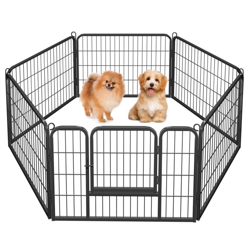 Yaheetech - Parc Enclos pour Chiens Chiot Lapin Rongeur Clôture en Métal pour Exercice Pliable Hauteur 60cm, 6 Panneaux