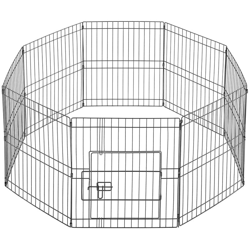 Parc pour Chien 8 Panneaux Cage pour Chiens Enclos Pliant Clôture Grille Chenil pour Chien en Métal Extérieur Interieur 61 x 52cm - Yaheetech
