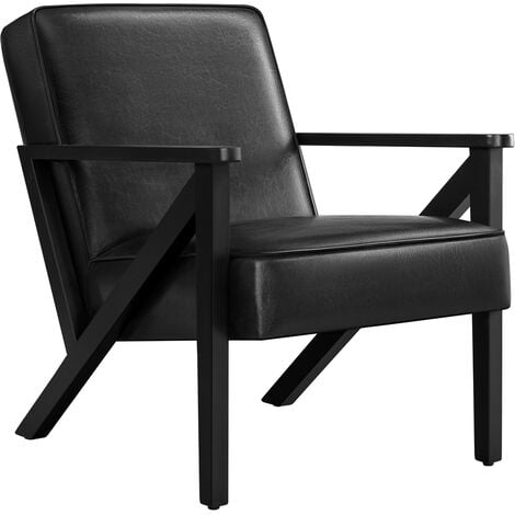 Yaheetech Accent Chair Faux Leather Armchair, Black