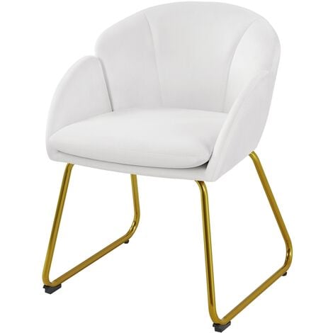 Yaheetech Accent Chair Flower Shape Velvet Armchair, White