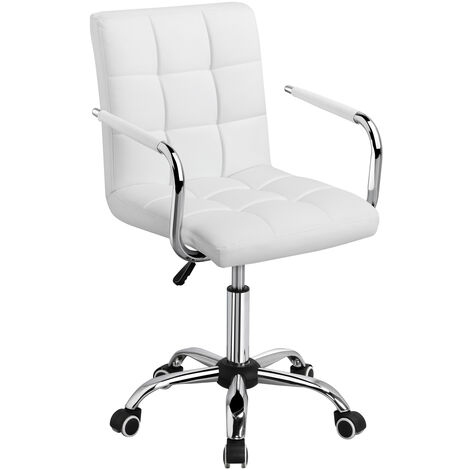 Homcom Armless Mid Back Adjustable, Faux Leather Desk Chair White
