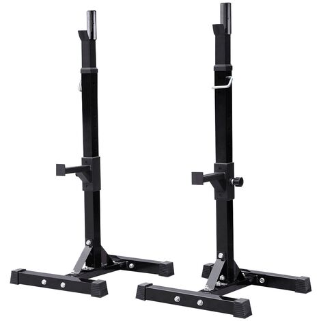 Yaheetech Adjustable Heavy Duty Squat Rack Stand Power Weight Bench Support for Curl Barbell Olympic Barbell Free-Press Bench Black
